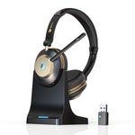 Earbay Wireless Headset, Bluetooth Headset With Microphone Noise Canceling & USB Dongle, V5.3 Bluetooth Headphone with Charging Dock & 50hrs Working Time for Computer/Phones/Teams/Skype/Zoom/Office