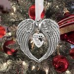 Pet Memorial Christmas Ornament with Angel Wings, Gift for Dog Passing Away Dog Bereavement Sympathy Gifts for Christmas Tree Hanging with Silk Ribbon & Red Gift Box