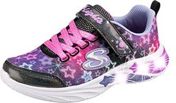 Skechers Girl's Star Sparks Sneaker, Black Mesh Multi Trim, 1.5 UK