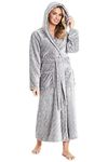 CityComfort Dressing Gown Womens, Soft Fleece Fluffy Bathrobe (Grey, S)