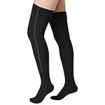 Sosation Thigh High Zipper Compression Socks 20-30 mmHg Zipper Compression Stockings Thigh High for Women Men Swelling Edema (Black,XX-Large)