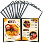 FLKQC Menu Covers 10PCS 8.5" x 11" | Transparent Menu Holders Restaurant Menu Covers Menu Sleeves for Kitchen, Drink, Wine Menu Covers Black Fits 8 1/2" x 11" Paper (2 Page 4View)