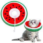 RosewineC Adjustable Cat Cone Collar,Cute Watermelon Cat Recovery Collar,Soft Cat Cones After Surgery for Cats, Kittens