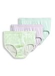 Jockey Women's Underwear Elance Breathe Brief - 3 Pack, Hazy Violet/Green Icicle/Palm Life, 9