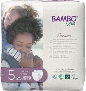 Bambo Nature Premium Eco-Friendly Baby Diapers, Size 5 (27-40 Lbs), 150 Count (6 Packs of 25)