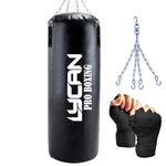 Punching Bag Set for Home Workouts, Heavy Duty Construction, includes Gloves and Wraps (3FEET UNFILLED BOXING BAG)