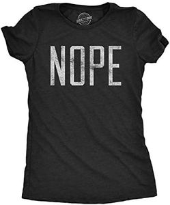 Womens Nope T shirt Funny Not Today Sarcasm Humorous Joke Gag Adult (Heather Black) - M