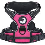 Joytale Dog Harness Medium, No-Pull Pet Harness with 2 Leash Clips, Adjustable Soft Padded Dog Vest, Reflective No-Choke Pet Oxford Vest with Easy Control Handle for Walking and Training, Hot Pink,M