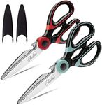 Acelone Kitchen Shears,Kitchen Scissors Heavy Duty Meat Scissors Poultry Shears, Dishwasher Safe Food Cooking Scissors All Purpose Stainless Steel Utility Scissors, 2-Pack (Red,Aqua) (Red,Aqua)