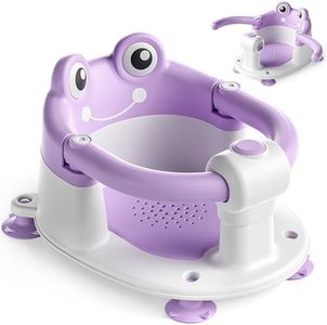 Baby Bath Seat for Babies 6 Months & Up - Toddler Bath Seats for Baby Sitting Up with 4 Suction Cups & Soft Cushion, Non-Slip Infants Shower Bathtub Chair for Newborn Girls, Purple