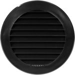 4'' Inch / 100 mm Plastic Vent Cover Black - Round Soffit Vent - Exhaust Ventilation Louver - Air Inlet Grille Cover - Built-in Screen Mesh - HVAC Ventilation