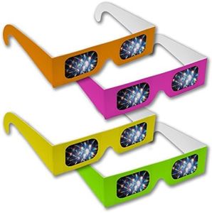 Rainbow Symphony Diffraction Grating Glasses - Assorted Neon Colors (50-Pack)