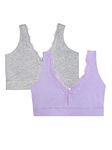 Fruit of the Loom Women's Full Coverage Wireless Cotton Bralette, Lilac Whisper/Grey Heather, Large