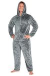 CityComfort Onesies for Men and Teens, Loungewear Fleece Pyjamas Men All in One Jumpsuit Nightwear (Grey, 2XL)