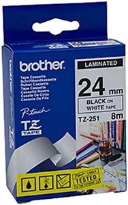 Brother TZe-251 Black on white TZe label-making tape