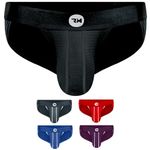 Real Men Ares-Accent Low-Rise Pouch Bikini Brief – 1, 3, 6 Pack with Size B & D Pouch XS - 5XL, D Pouch 1 Pack- Black Mesh, M