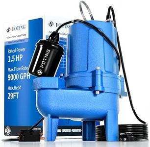 FOTING Sump Pump Submersible Sewage/Effluent Pump - Heavy Duty Cast Iron - 115V Septic Pump for Sump Basin/Residential/Sewage/Basement, Cast Iron & Vortex Impeller