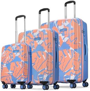 Skybags Lush Set of 3 Printed Trolley Bags, Small, Medium & Large, Lightweight Polycarbonate Case Luggage with 8 Wheels, TSA Lock, Travel-Friendly, 5-Yr International Warranty, Pink-Blue