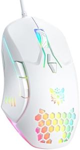 Wired PC Gaming Mouse: High Precision Sensor,RGB Backlit, Adjustable DPI, 7 Buttons Programmable,Ergonomic mice for Office & Gaming on Windows/Mac/Linux/Chrome-White