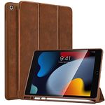 MoKo for iPad 10.2 Case iPad 9th Generation 2021 / 8th Generation 2020 / 7th Generation 2019 Case with Pen Holder, Soft TPU Smart Stand Back Cover Case for iPad 10.2 inch, Auto Wake/Sleep,Brown