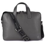 Brampton London Maven Laptop Bag for Men/Slim Genuine Leather Office Bag | Fits up to 14 Inch Laptop, Tablet and iPad | Shoulder Bag with Multiple Compartments/Work and Travel Use (Grey)