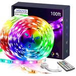 Volivo 100 FT IR Led Strip Lights, 5050 RGB Led Lights for Bedroom, Music Sync Color Changing Led Lights for Bedroom, Home, Kitchen, Party Decors