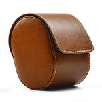 Oirlv Watch Box PU Leather Travel Watch Case Single Watch Gift Box Portable Jewelry Watch Storage Roll Organizer (Brown)