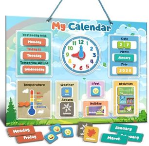 inamio Magnetic Kids Calendar for Learning - Classroom, Preschool Calendar for Kids and Toddlers - Days of The Week Chart - Today, Months and Weather