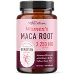 Maca Root Capsules for Women | Peruvian Maca 2250MG Extra Strength | Red, Black & Yellow Maca Pills with Black Pepper | Herbal Supplement to Support Energy, Hormone Balance, Menopause & Cycles
