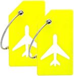 Silicone Luggage Tag with Name ID Card Perfect to Quickly Spot Luggage Suitcase by Ovener (Yellow 2 Pack Tags)