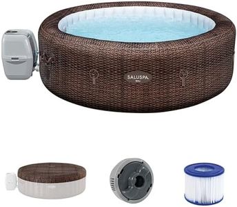 Bestway SaluSpa Bali 5 to 7 Person Inflatable Hot Tub, Round Energy-Efficient Portable Outdoor Spa with 180 AirJets, 85" x 28"