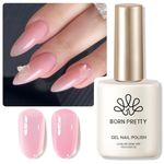 BORN PRETTY Jelly Pink Gel Nail Polish Sheer Soft Pink Translucent X-Jelly Gel Soak Off Gel Polish U V Light Cure for Nail Art DIY 15ML,75% Mily Jelly