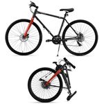 HORNBACK M1 Full Size Fully Assembled Foldable/Folding Cycle for Men & Women(20-inch Stainless Steel+Alloy Steel Frame,21 Speed Shimano Gears,28-Inch Wheels,Mechanical Disk Brakes (Dark Grey & Orange)