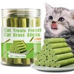 100g Cat Grass Teething Stick for Cat Kittens Hairball Removal, Natural Dried Cat Grass Treats Snacks, Edible Cat Chew Sticks Toys, Pet Snacks for Cat Dental Care, Increase Appetite