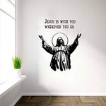 Decal O Decal Jesus is with You Wherever You Go Wall Stickers (PVC Vinyl,Multicolour)