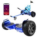 RCB Hoverboard and Kart Bundle for Kids with Hoverkart Set，SUV Hoverboard with APP Control, All Terrain 8.5 '' Hummer with Bluetooth for Self-Balanced Hoverboards, Gift for Kid and Adult