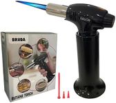 Bruda Cooking Butane Blow Torch, Gas Refill Kitchen Torch with Safety Lock, Adjustable Flame, Chef Torch Lighter for Creme Brulee, Dessert, Sushi, BBQ, Baking, Welding (Butane Not Included)