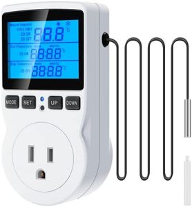 Digital Temperature Controller Thermostat Timer - Reptile Thermostat Controller Day Night Timer 110V Temperature Controlled Outlet Plug Heating Cooling Control with Sensor （TC816）