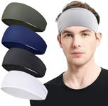 Sonicefit Headbands Sweat Bands 5Pack,Mixed Colors Yoga Sports Headbands Unisex,Fashion Non Slip Headband,Soft Elastic Hair Bands Hair Warp Sweatband for Workout Yoga Running Sports Workout (Color 2)