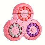 Cots and Cuddles Triangle Design 2 Sided Rotating Magic Beans Cube Fidget Finger Tip Toy for Kids (Pink Triangle)