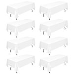 Teruntrue 8 Packs White Polyester Tablecloth for 6 Ft Rectangle Tables,60 x 102 inch Polyester Fabric Table Cloth Wrinkle Resistant Washable Table Cover,for Wedding,Birthday,Party,Banquets Decorate