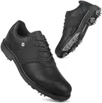 THESTRON Men Professional 9 Spikes Golf Shoes Waterproof Golf Training Sneakers Turf Walking Sneakers Male Spikes Golf Footwears Comfort Golfing Wears (7,Black)