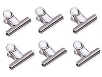 True-Ally 6 Heavy Duty Big 75 mm 3inch Size Paper Round Binder Bulldog Clip clamp for Office, Home, School, Institutions Pack of 6 Clips | Stainless Steel | Free Carrying Pouch