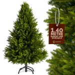 CASARIA® Green Artificial Fir Christmas Tree With A Mix of Realistic Noble Fir Leaves | 4.7ft Xmas Tree With Stand | Realistic PVC Fire Retardant | Quick & Easy Assembly | 140cm / 4.7ft