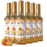 Matteo's Barista Style Sugar-Free Coffee Syrup, Pumpkin Pie Flavor, Zero Calories and Sugar, Keto Friendly, Ideal for Lattes, Cappuccinos, Espresso, Americano, Indulgent Taste, (750mL, 6-pack)