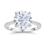 BAGUTTA PAVONE 4CT CZ Round Cut Engagement Rings for Women,Women’s 925 Sterling Silver Solitaire Wedding Bands Engagement Promise Rings for Her with 18K White Gold Plated Size 6