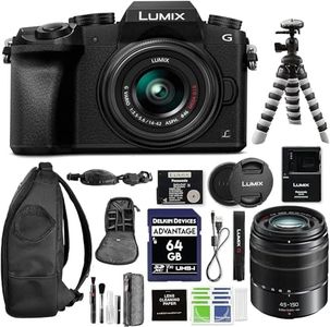 Panasonic Lumix G7 4K Digital Mirrorless Camera with G Vario 14-42mm and 45-150mm Lenses with Professional Backpack + Advanced Accessory and Travel Bundle | DMC-G7WK | (USA Black)