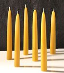 6 Packs 8 inch Natural Beeswax Taper Candles- Smokeless and Dripless Beeswax Candles- 8 Hour Burn Time Beeswax Candlesticks for Christmas Home Decor Air Purification Spa Relaxation