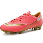 VTASQ Boys Football Boots Kids Soccer Athletics Training Shoes Cleats Shoes Teenager Outdoor Football Shoes Girls Breathable Sneakers Unisex Pink Size 3