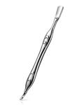 FERYES Cuticle Pusher with Fork, 2-in-1 Cuticle Trimmer Nail Care Tool, Stainless Steel Cuticle Remover Tool for Manicures and Pedicures - Silver